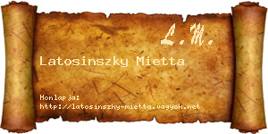 Latosinszky Mietta névjegykártya